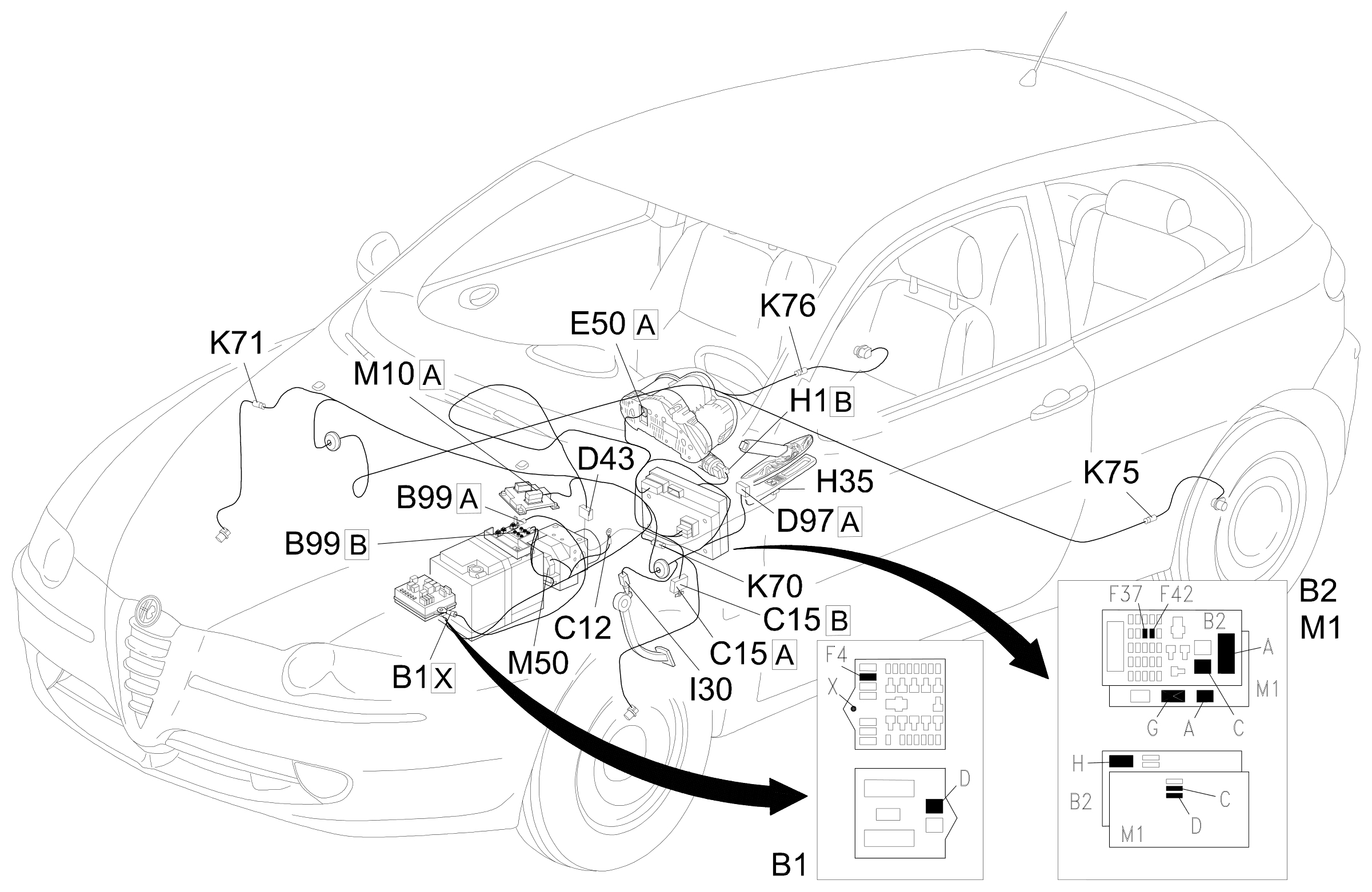 Location of components, E7021