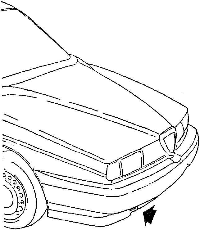 Front view of vehicle showing front tow hook