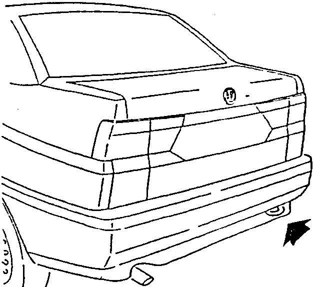 Rear view of vehicle showing rear tow hook