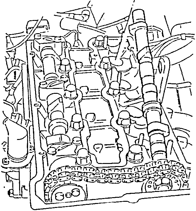 Engine diagram showing valve clearance adjustment