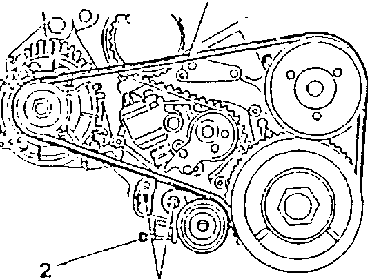Engine belt system with pulleys and tensioner