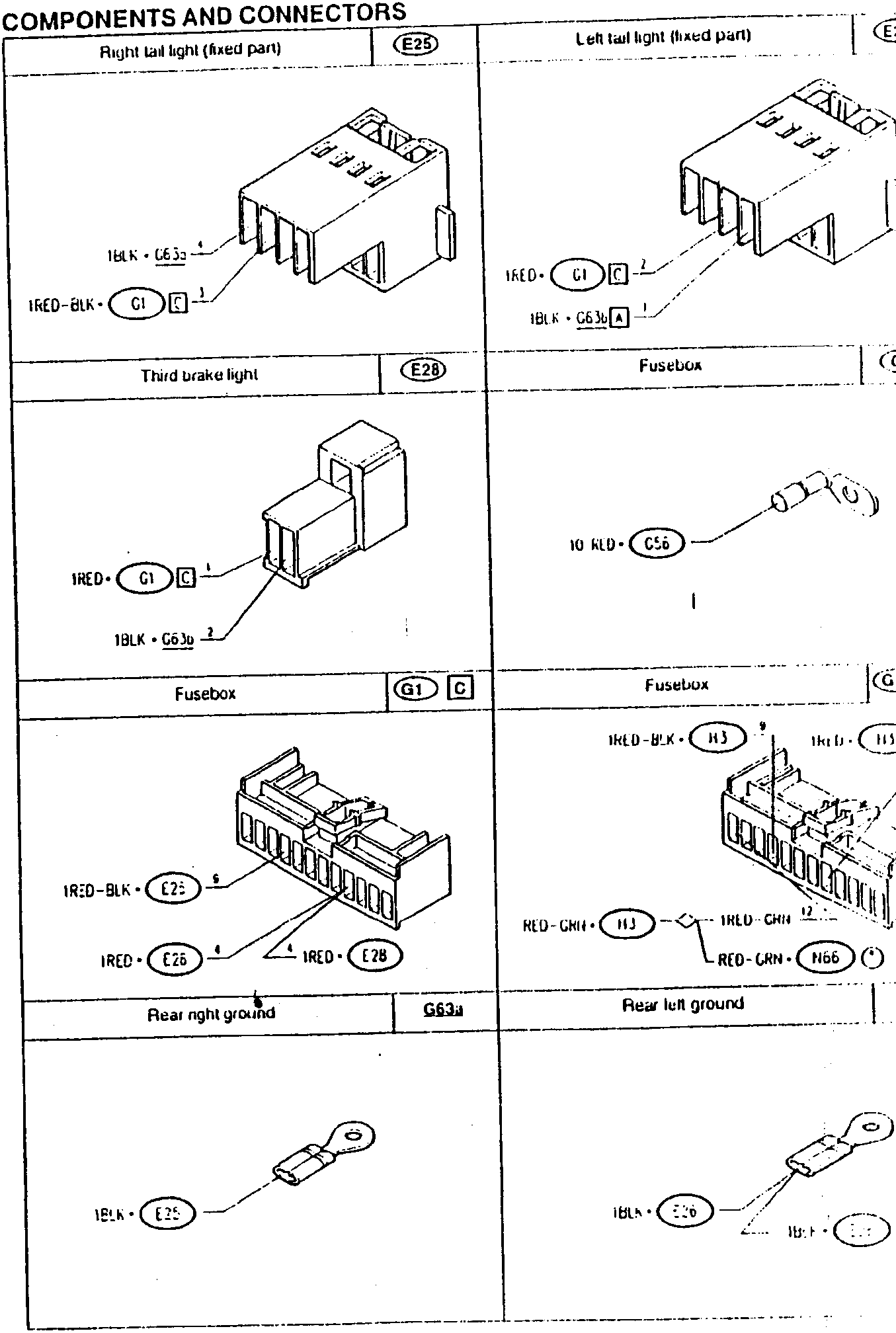 Right tail light (fixed part) connector diagram