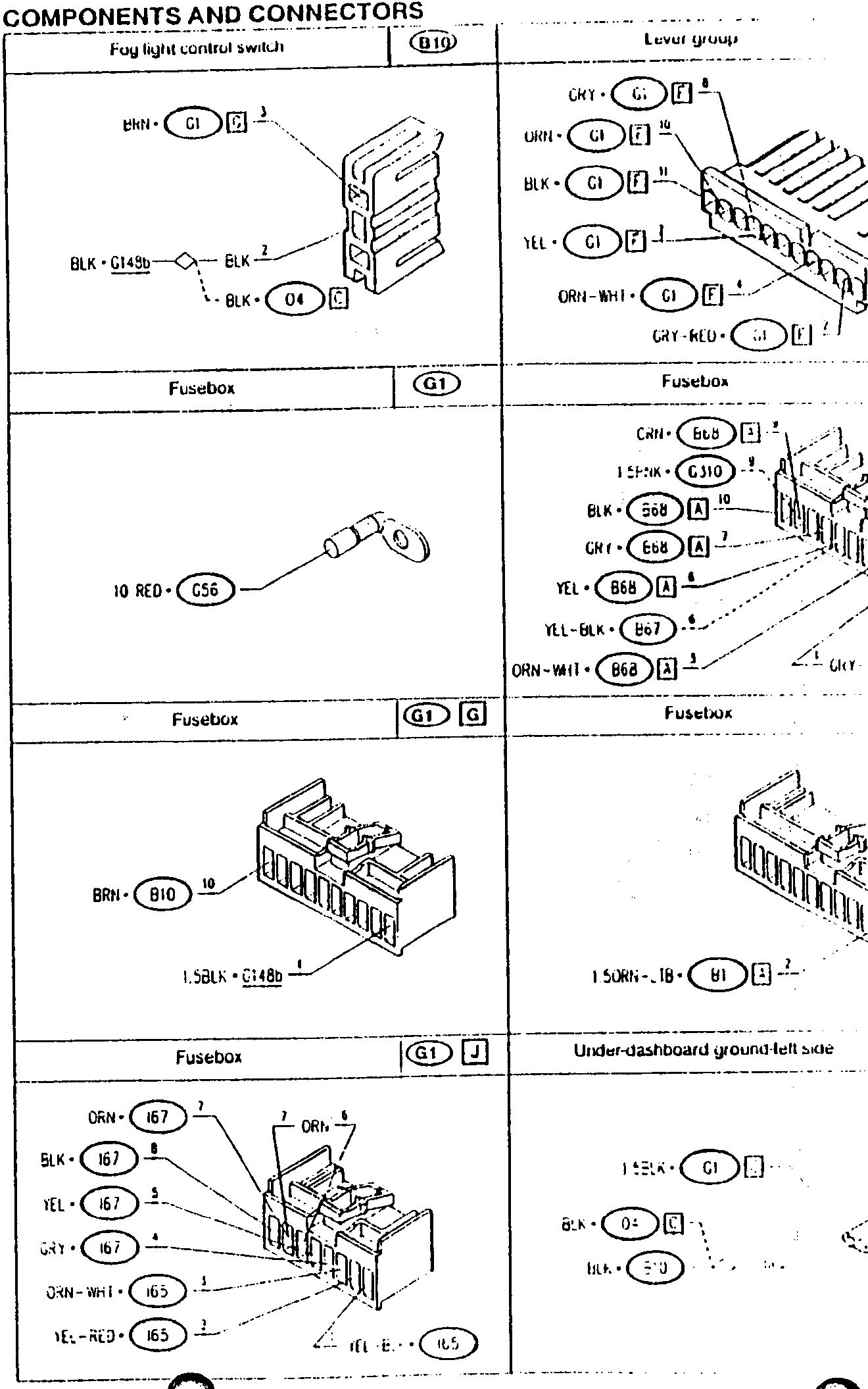 Wiring diagram for fog light control and fusebox connections