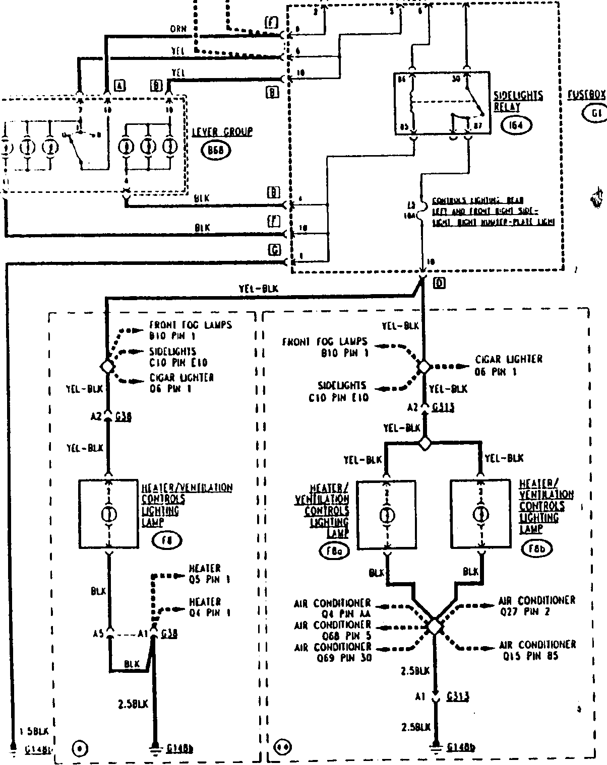 Car lighting and climate control electrical wiring diagram