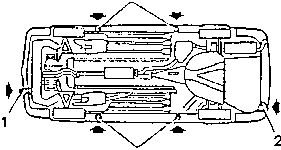 Top view of a tool kit with numbered parts 1, 2, 3