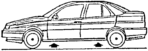 Side view of a car showing lifting points