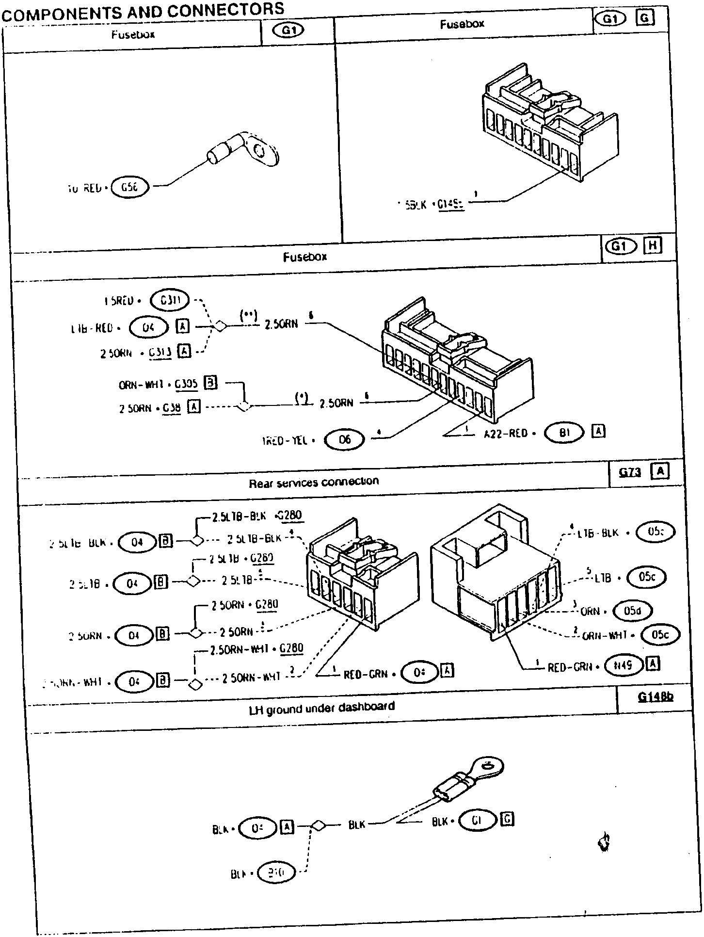 Wiring diagram for fuse box and rear services connections