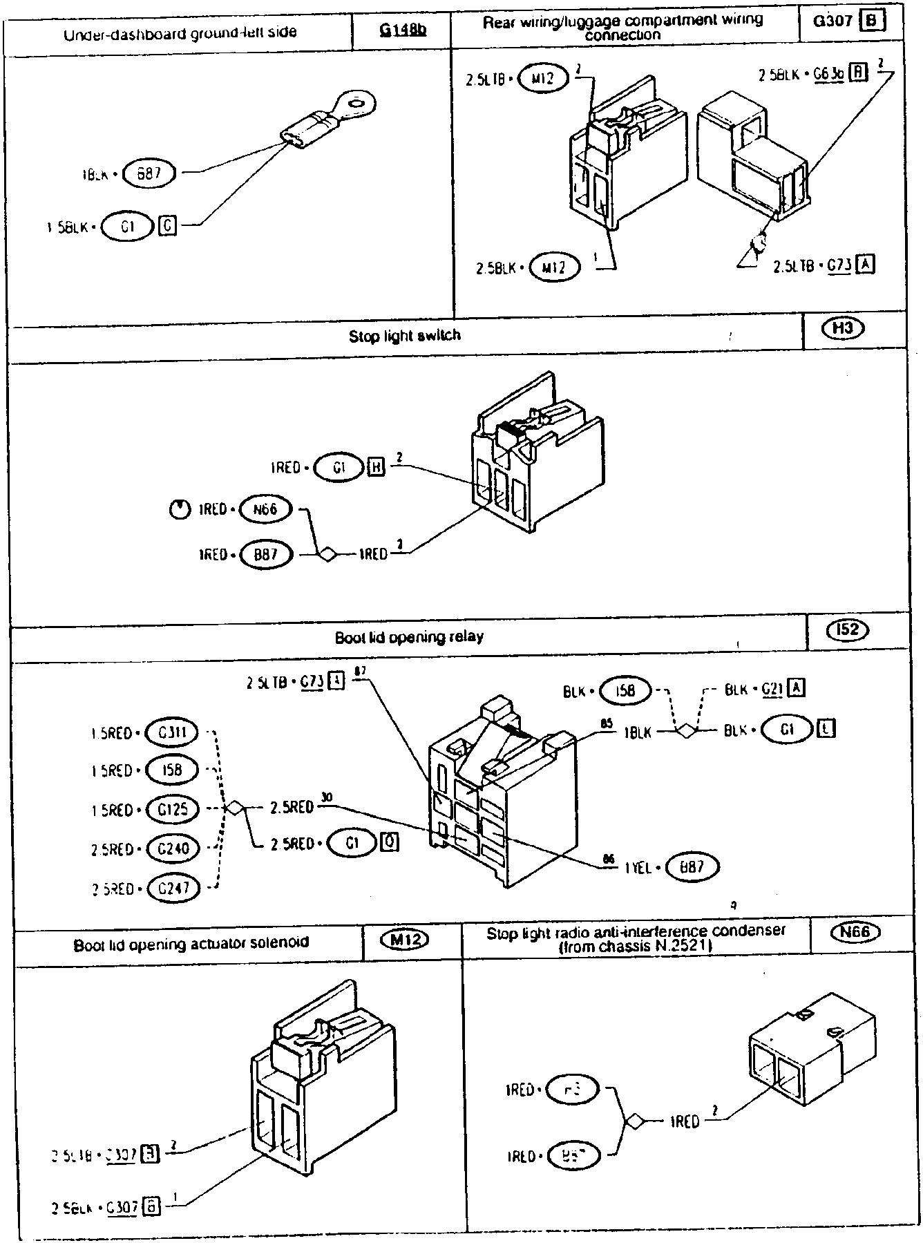 Wiring diagram for boot lid and stop light systems