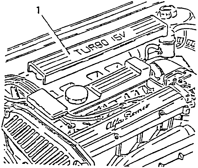 Spark plug cover removed from engine