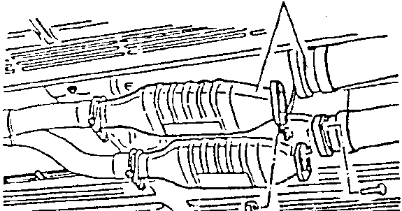 Exhaust pipe flanges disconnected from catalytic converters