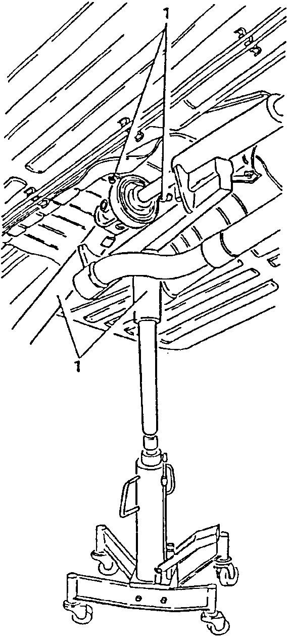 Supporting front and central sections of drive shaft with a jack