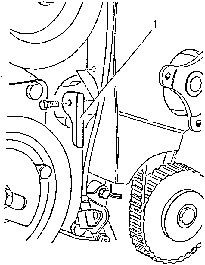 Diagram showing a screw being loosened near an engine component with a gear and pulley visible