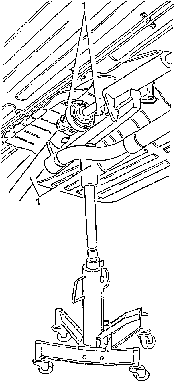 Supporting front and central sections of drive shaft with a jack