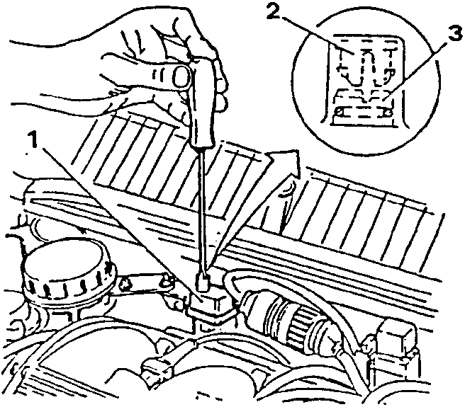 Hand adjusting idle CO trimmer screw on engine