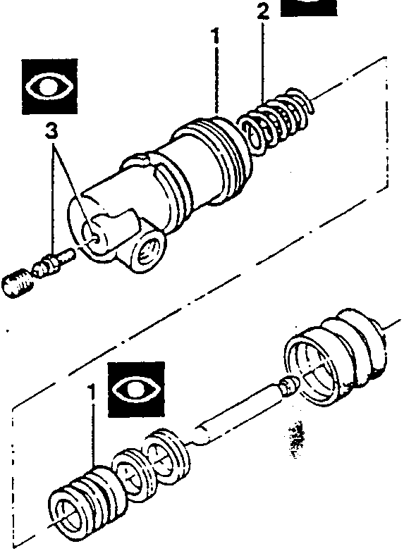 Clutch cylinder with piston and spring components