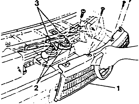 Diagram showing front grill, horns, and nuts with torque value 2.9 ÷ 4.7 Nm (0.29 ÷ 0.48 kgm).