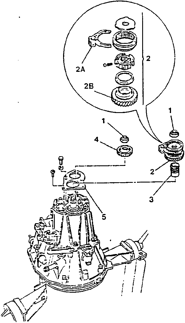 Diagram showing gearbox components including roller bearing, bushing, driven gear, and retaining plate.