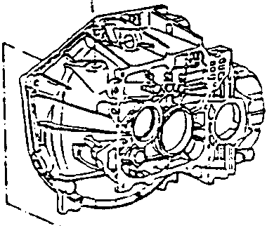 Diagram of gearbox housing with thrust bearing components shown detached
