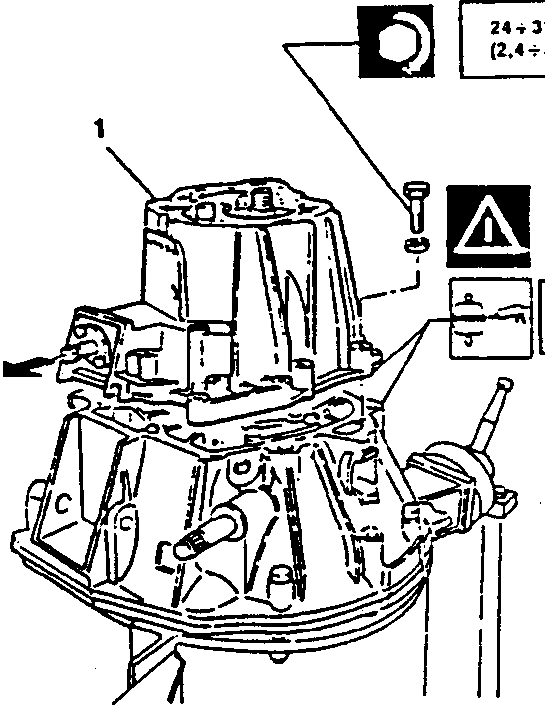 Diagram showing installation of speed control shaft bushing with torque specification 24÷31 N·m (2.4÷3.2 kg·m) and Loctite 573 application
