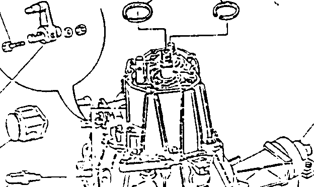 Diagram showing installation of flexible retaining rings and reversing light switch