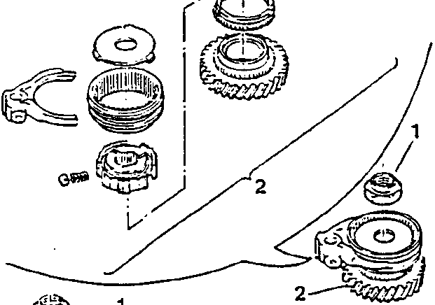 Diagram showing disassembled gearbox components