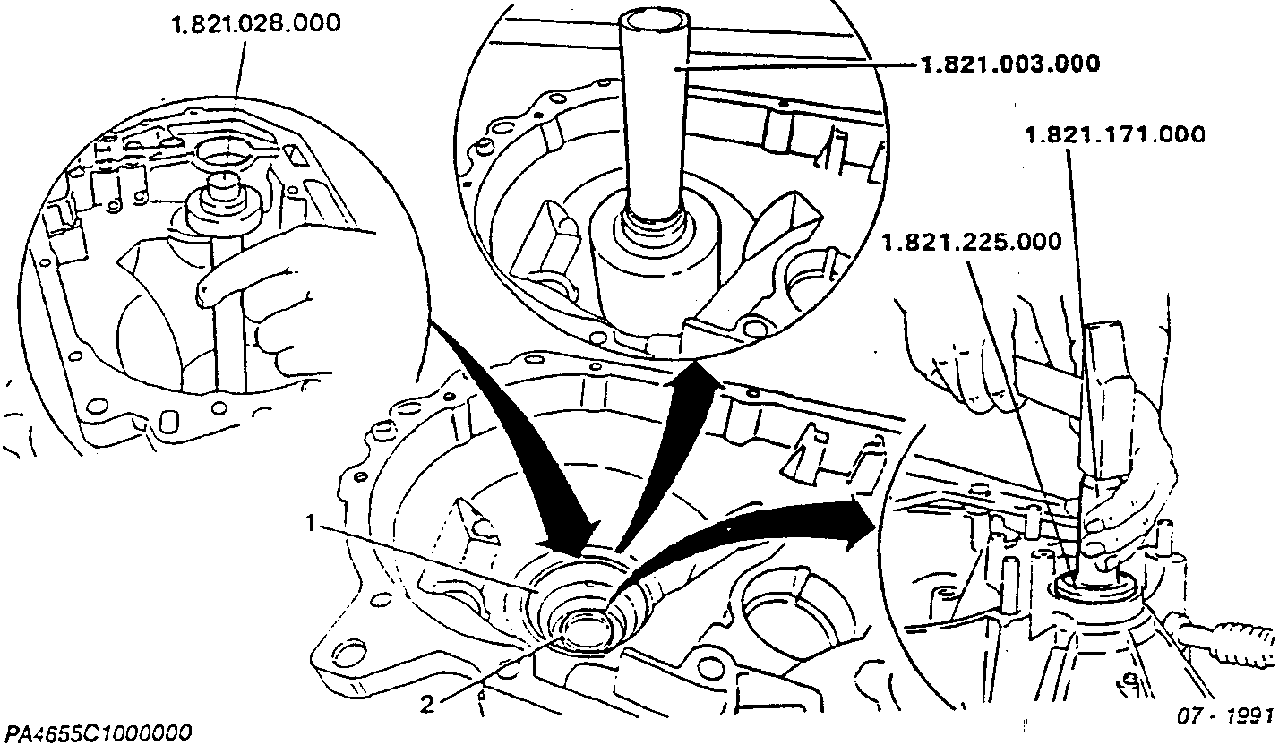 Diagram showing tool applications 1.821.028.000, 1.821.003.000, 1.821.171.000, 1.821.225.000