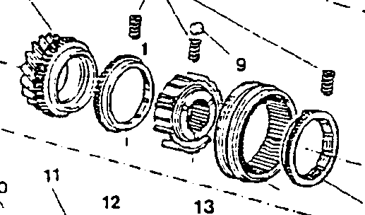 Gear assembly diagram with numbered components for automotive repair