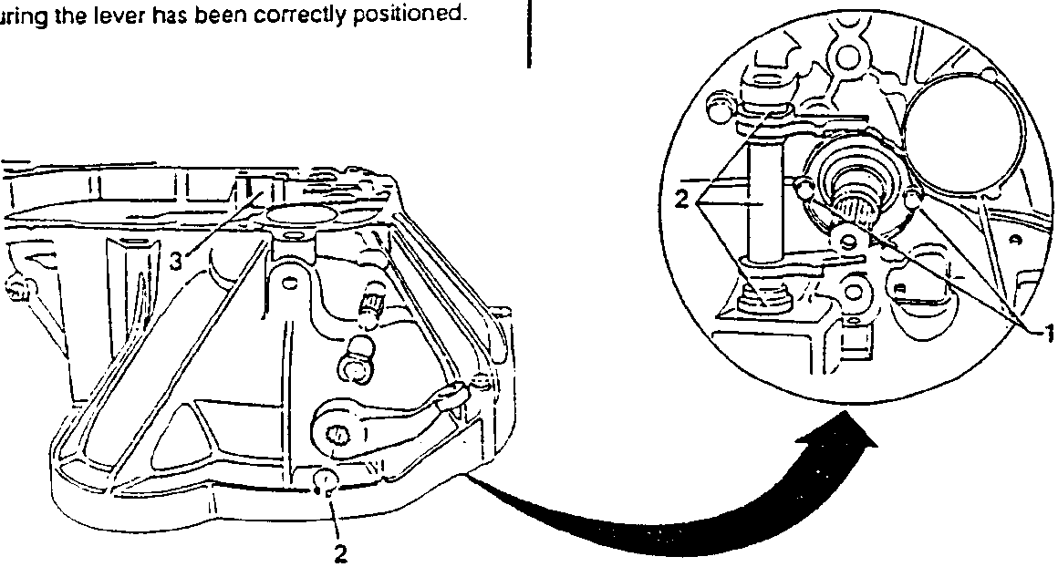 Diagram showing installation of thrust bearing sleeve, pin, bushings, control fork, lever, and magnet