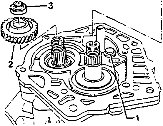 Diagram showing internal gearbox assembly with numbered parts 1, 2, and 3.