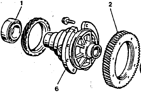 Diagram showing exploded view of differential components