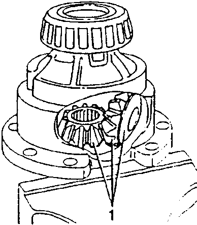Diagram showing removal of pinions and washers from differential casing