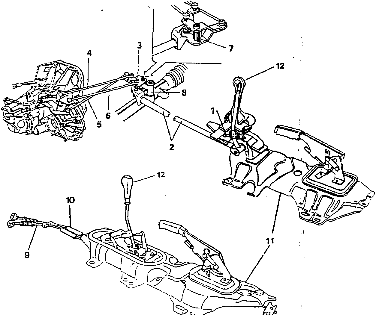 Gearbox outer linkage assembly diagram with numbered parts