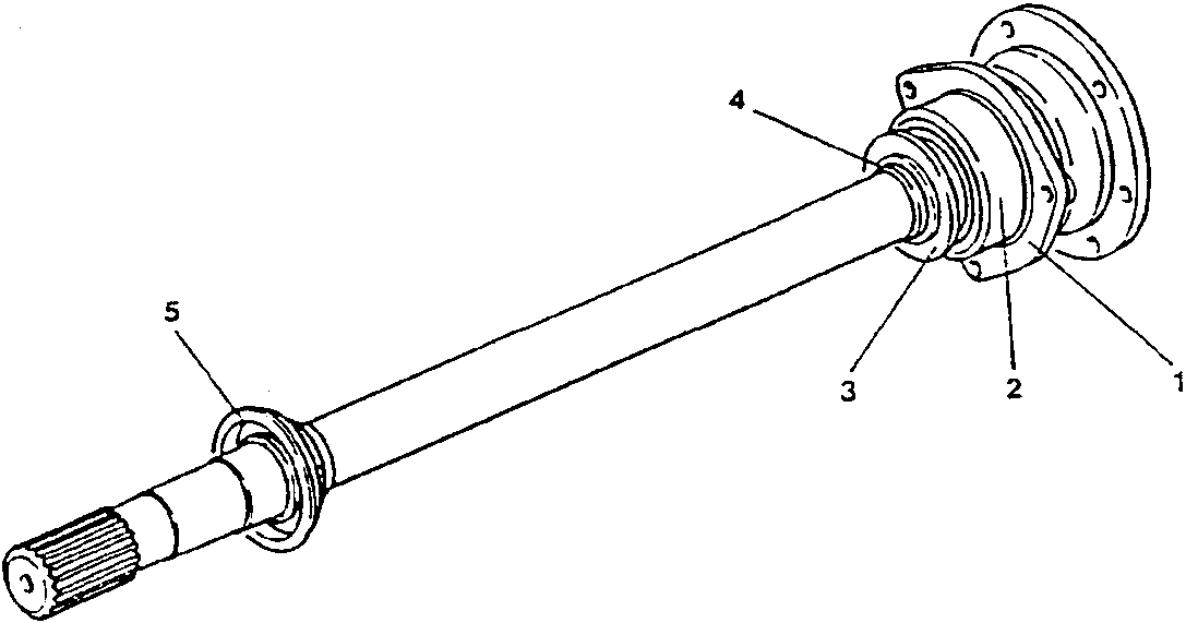 Axle shaft assembly diagram showing labeled parts