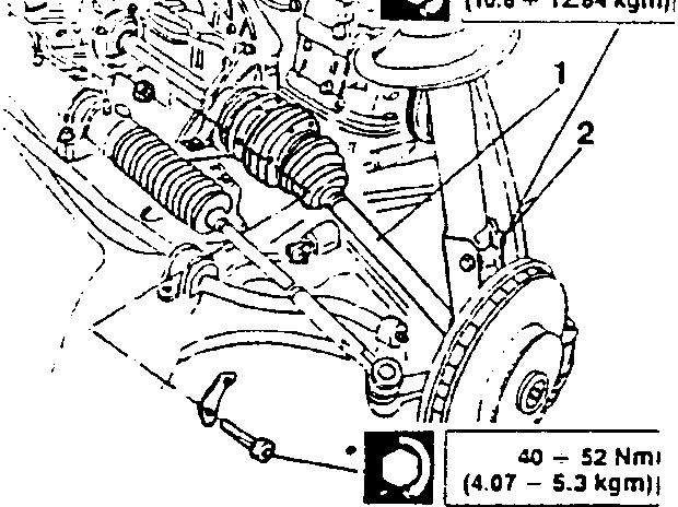 Intermediate shaft removal diagram showing torque values 104-126 Nm and 40-52 Nm