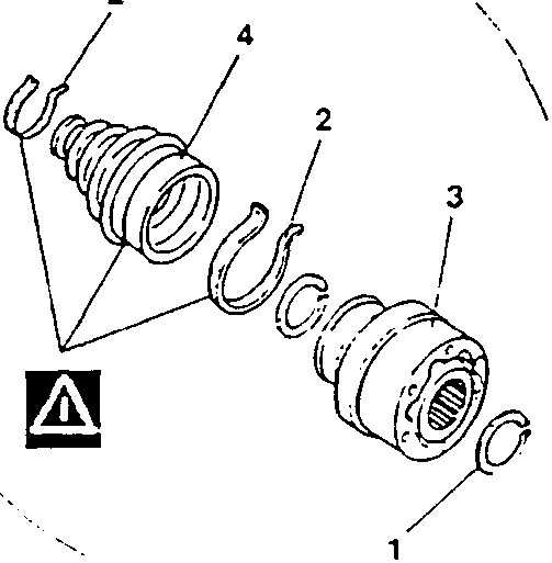 Disassembled Constant Speed Joint Components with Warning Symbol