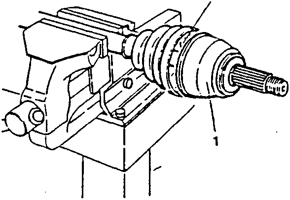 Constant speed joint being driven onto axle shaft with tool 1.820.082.000