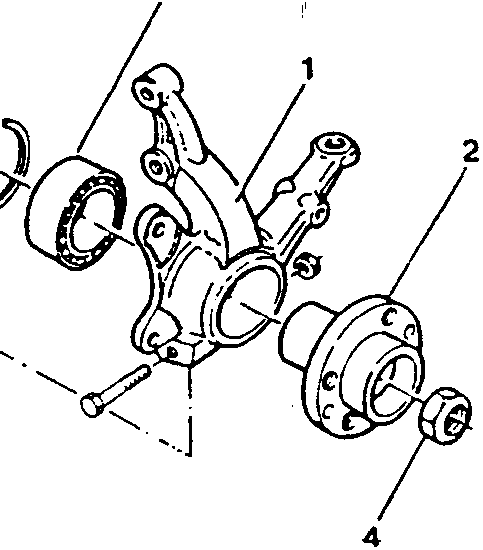 Detailed view of ball pivot and wheel hub assembly