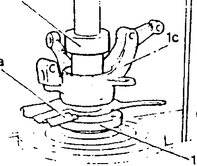 Diagram showing brake disc protection (1a) on wheel hub (1b) being inserted into wheel support (1c) using tool 1.821.209.000
