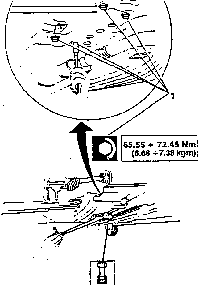 Diagram showing the U bolts connecting the swinging arm to the front cross rail