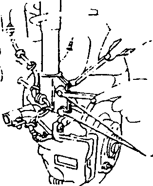 Diagram showing the wheel support and shock absorber strut connection