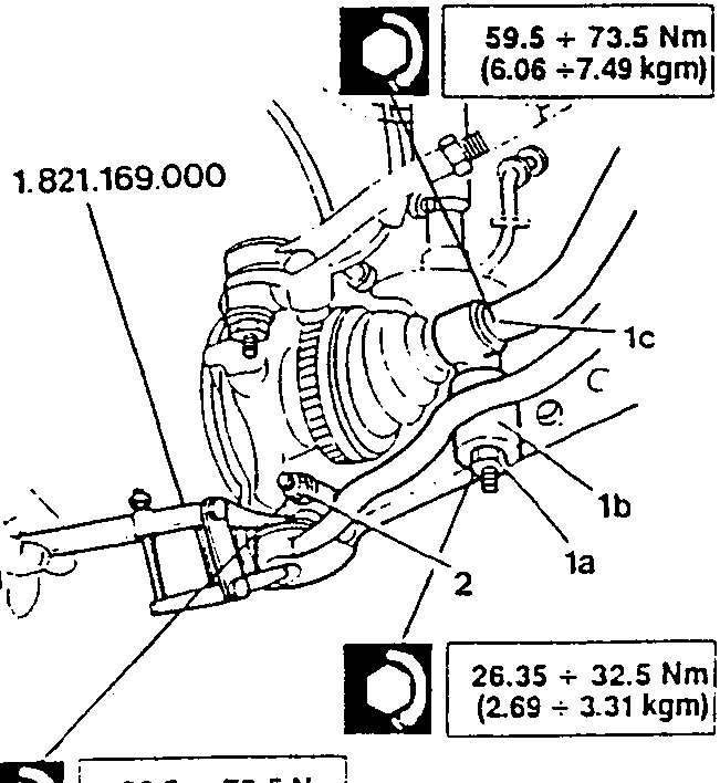 Diagram showing the rod, buffer, antiroll bar, and ball pin connections
