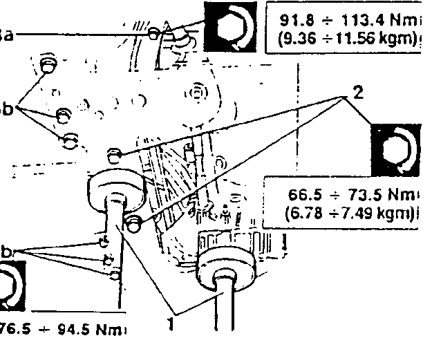 Diagram showing parts 1, 2, 3a, 3b, and 3c with torque values.