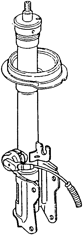 Diagram of a shock absorber with an electromagnetically controlled valve attached to its outer hose.