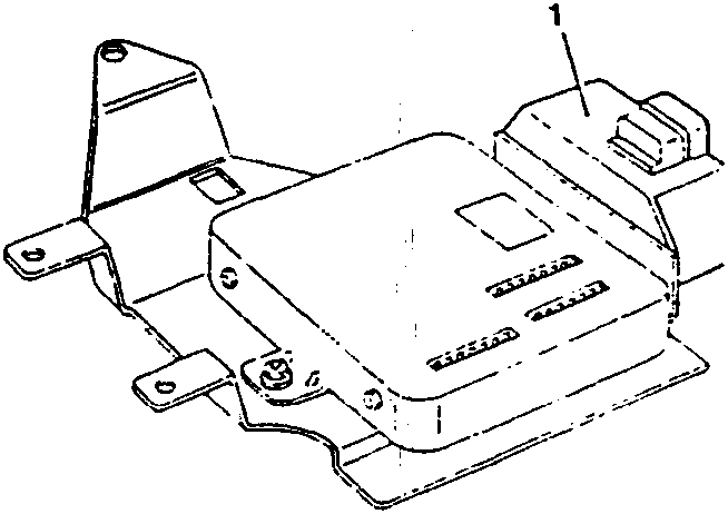 Diagram of a control unit with mounting brackets and electrical connectors.