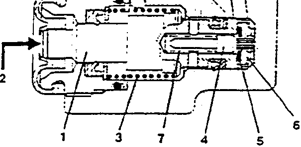 Braking regulator schematic showing oil flow from brake pump to rear brakes and internal components including operating piston, springs, pistons, seal ring, grooved plate, and spring for inner piston.