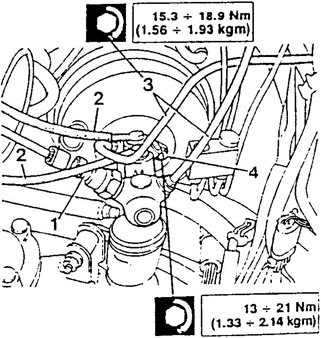 Diagram showing brake pump connections with torque specifications