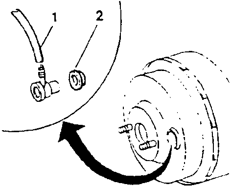 Diagram showing brake components with labels 1, 2, and 3