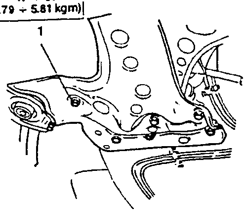 Illustrates torque specification for engine mount bolt assembly