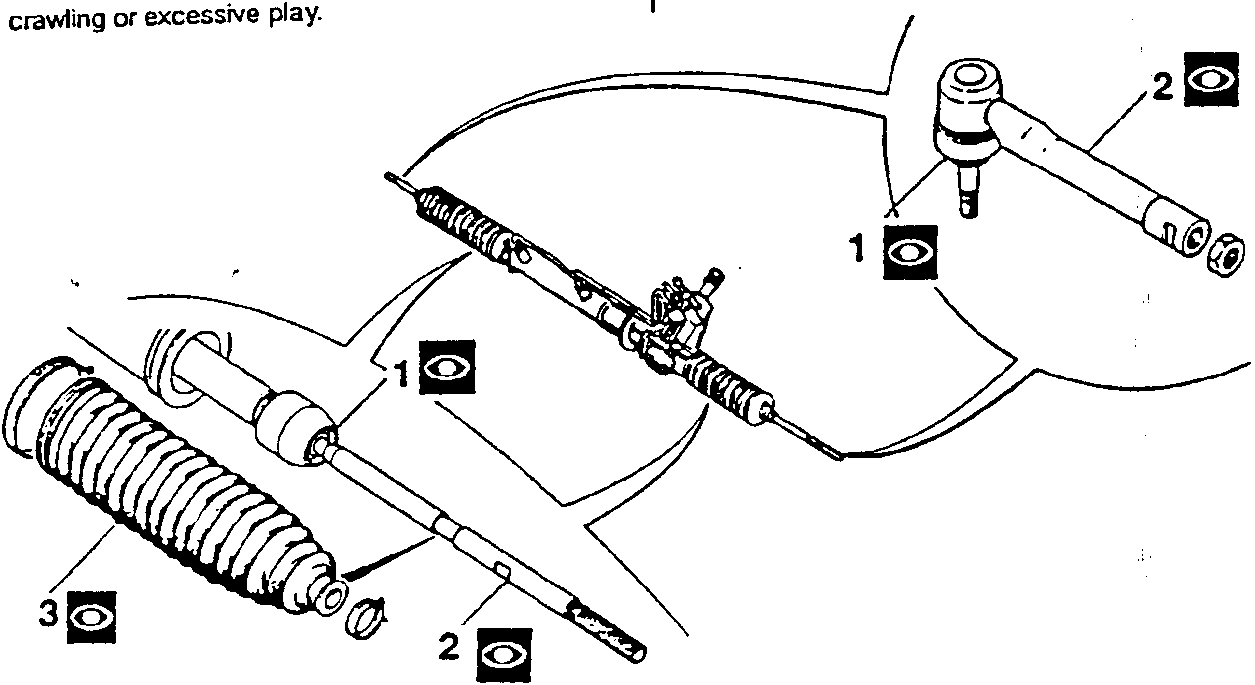 Steering column and tie rod assembly diagram with numbered components