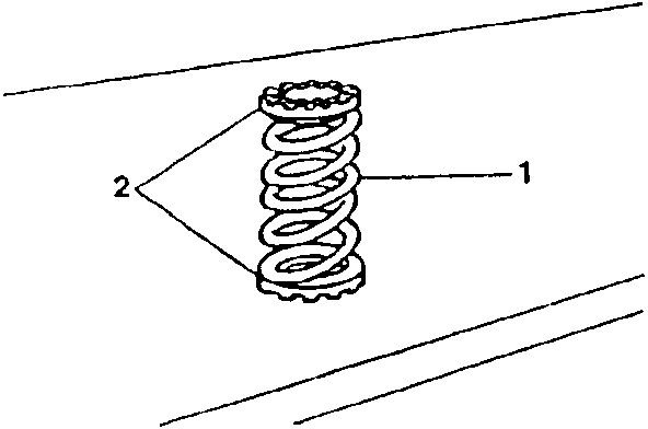 Helical spring diagram with parts labeled 1 and 2